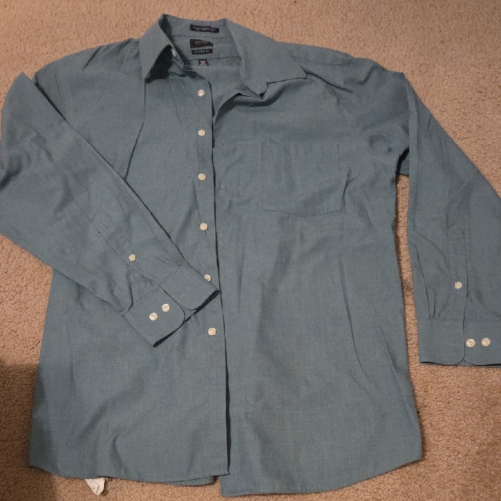 Men's Blue Gray Button-Up Shirt